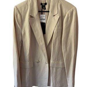 Paige Women's Textured Lightweight Double-Breasted Blazer, Large, Beige